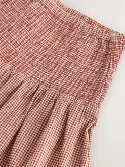 Roestbruin - Drop Waist Gingham Maxi Skirt
