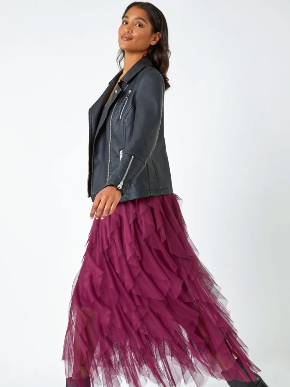 Roman - Elastische rok met mesh laag