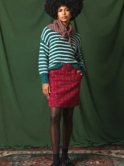 Roman Checkered Boucle A-Line Skirt