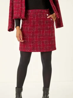 Roman Checkered Boucle A-Line Skirt