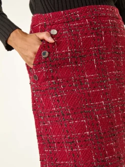 Roman Checkered Boucle A-Line Skirt