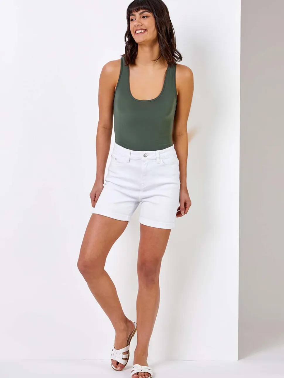 Roman mom denim short met stretch