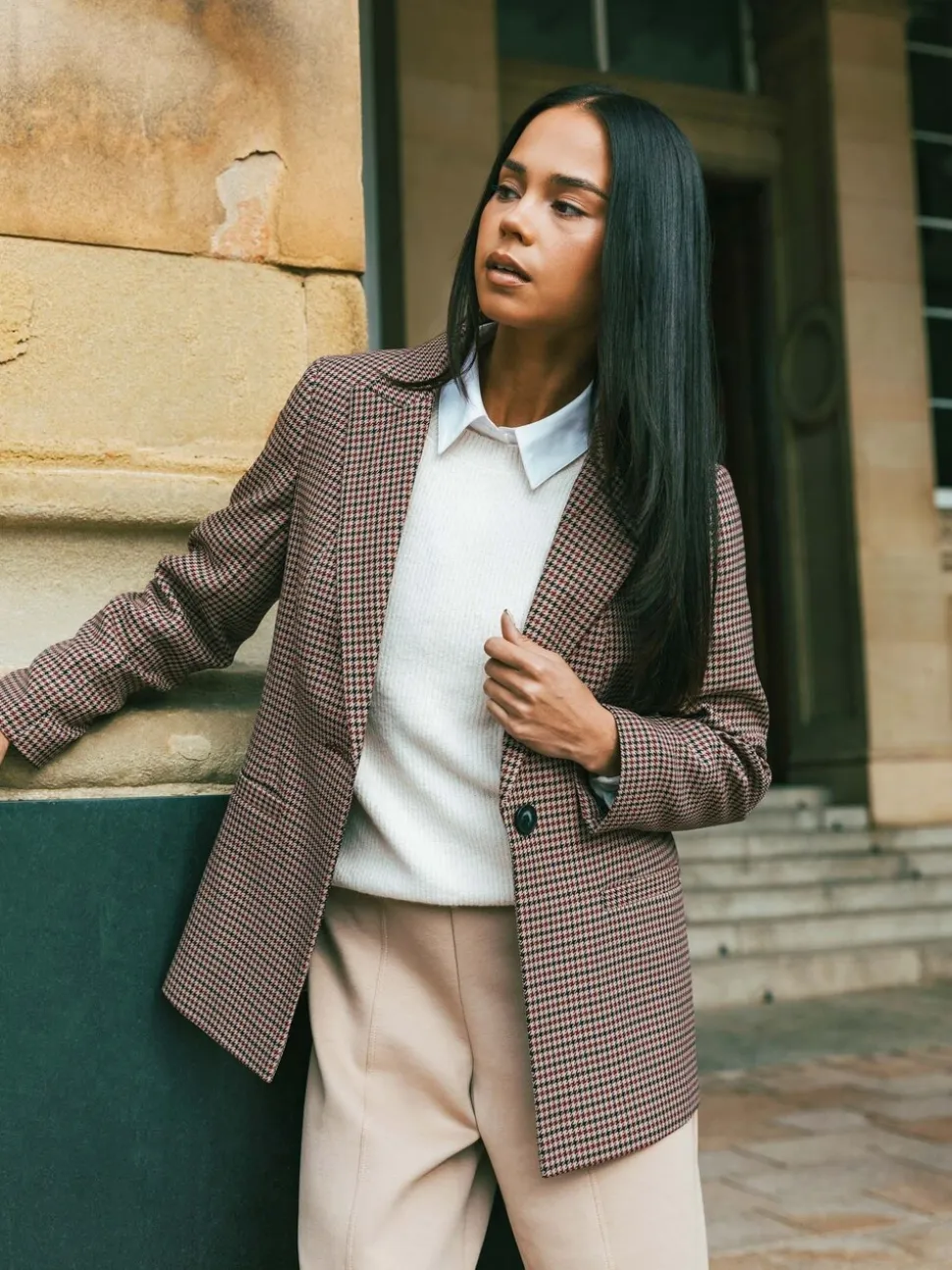 Roman Petite Houndstooth Blazer