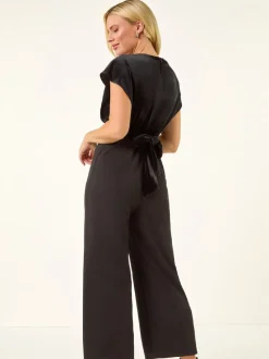 Roman Petite Velvet Contrast Jumpsuit