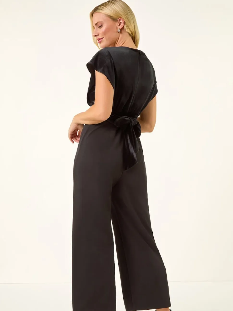 Roman Petite Velvet Contrast Jumpsuit