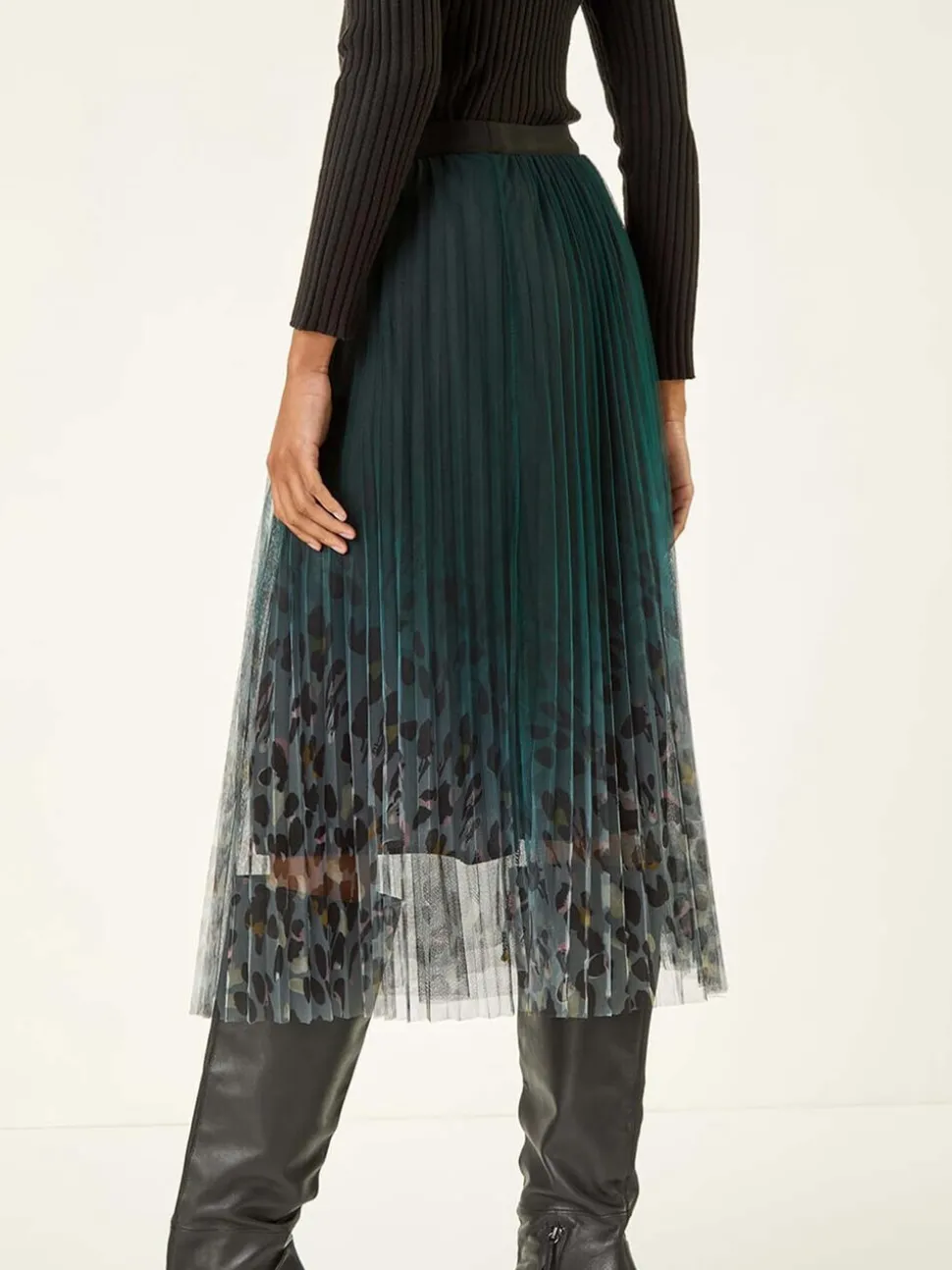 Roman Printed Pleat Mesh Skirt