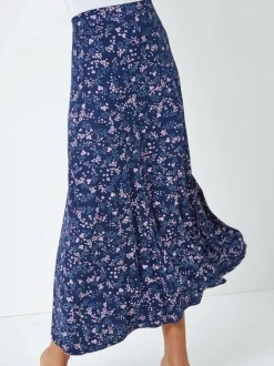 Roman stretchy Bloemen Print Midi rok