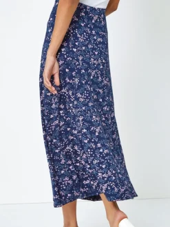 Roman stretchy Bloemen Print Midi rok