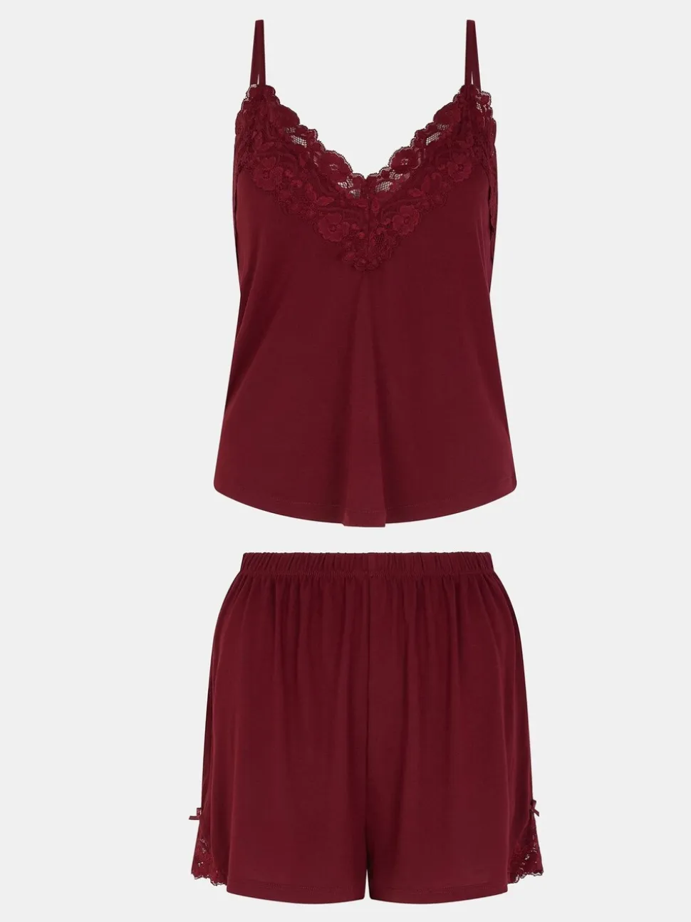 Rood - Accessorize - Korte pyjama met kanten randje