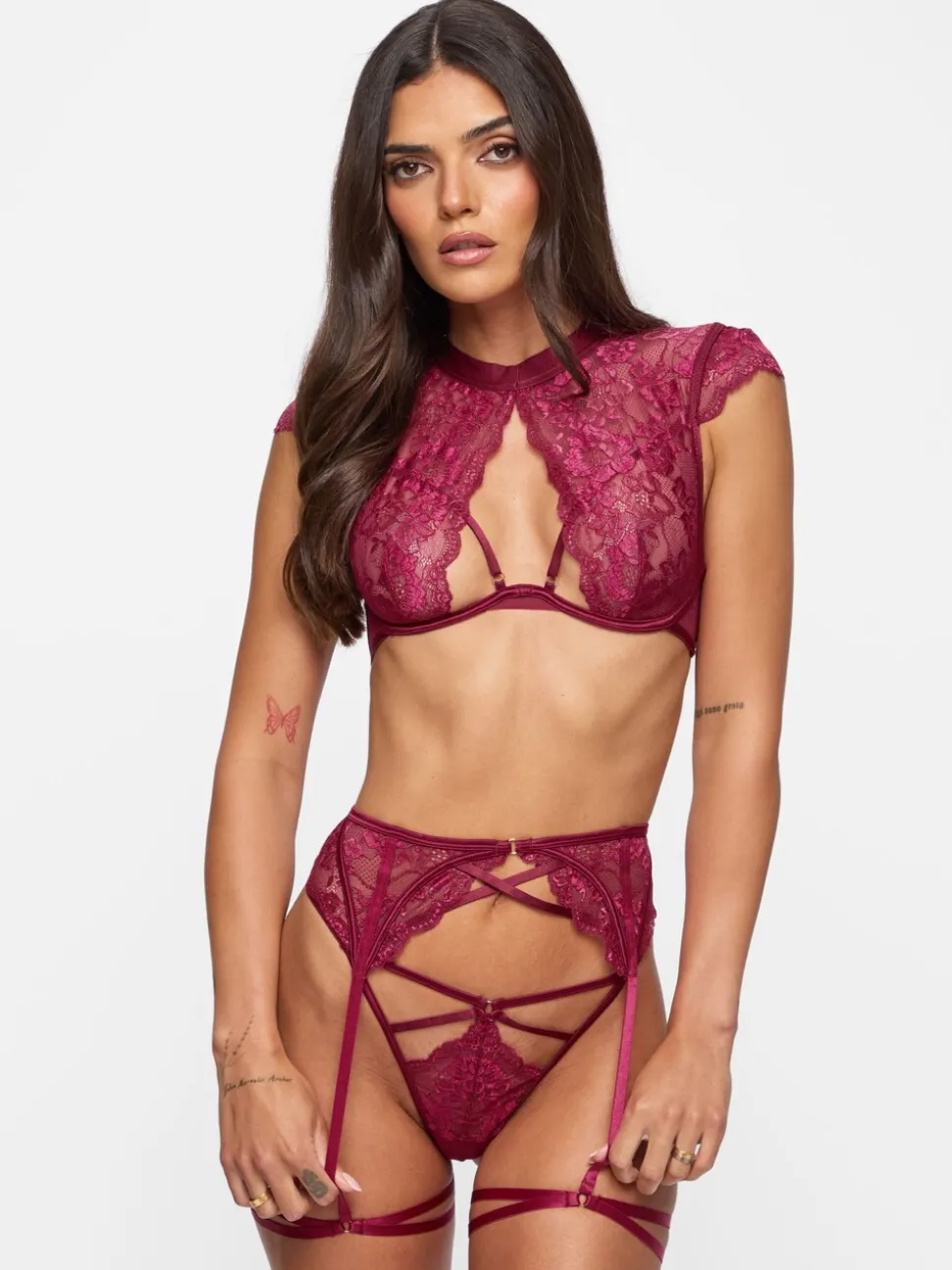 Rood - Ann Summers Zayna Lace Crotchless Set