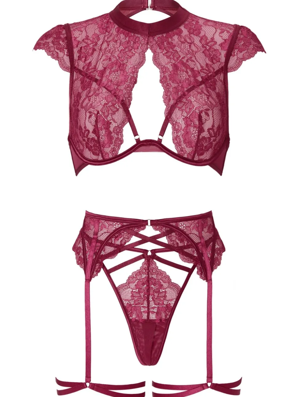 Rood - Ann Summers Zayna Lace Crotchless Set