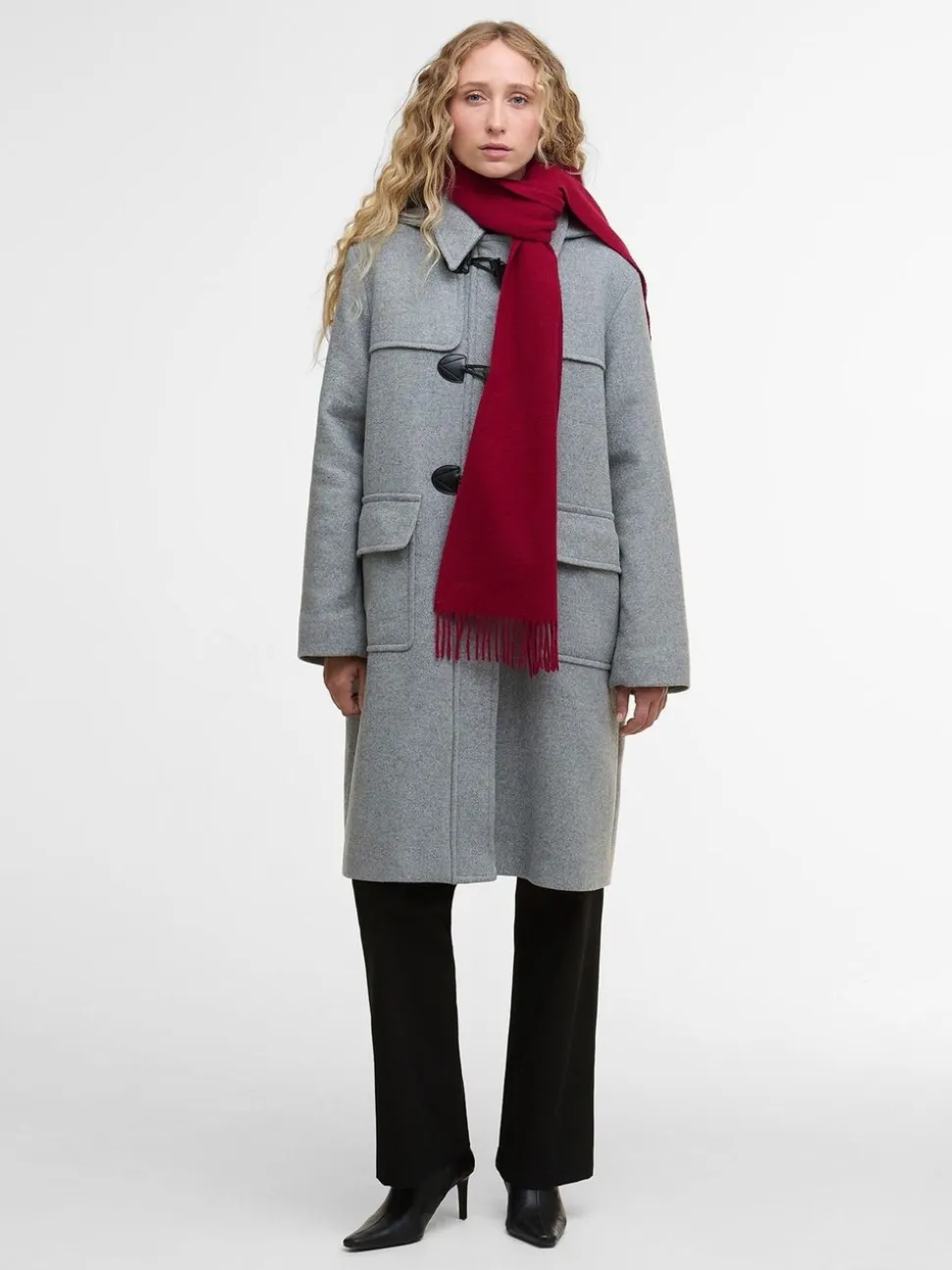 Rood - Barbour® geweven sjaal van lamswol