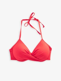 Rood - Bikinibeugeltop met vulling en lage decolleté