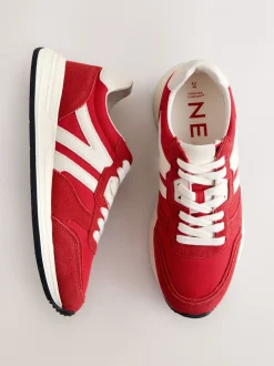Rood - Forever Comfort® Leather Jogger Lace Up Trainers