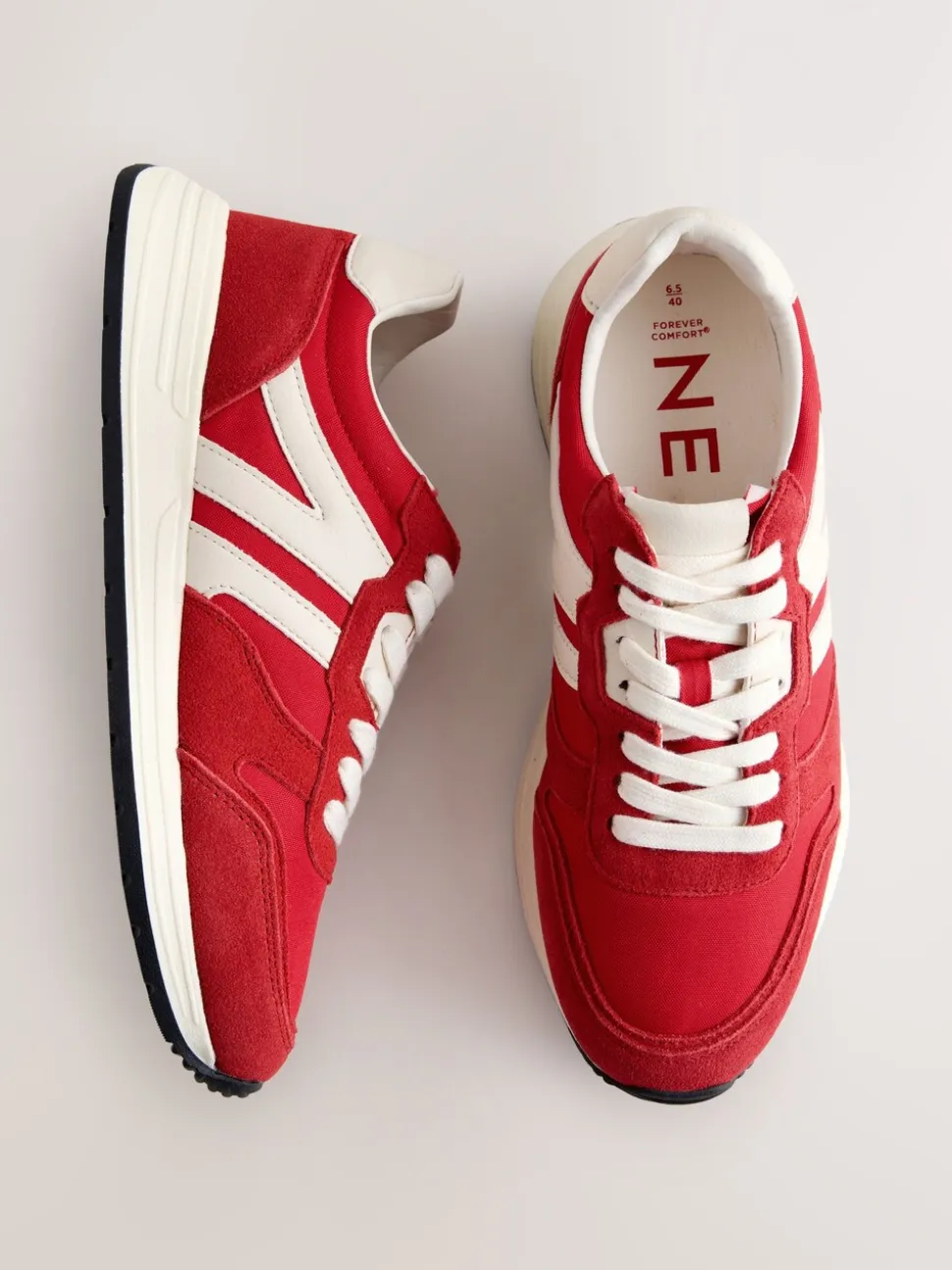 Rood - Forever Comfort® Leather Jogger Lace Up Trainers