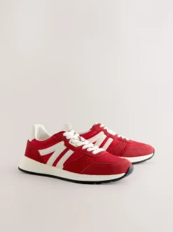 Rood - Forever Comfort® Leather Jogger Lace Up Trainers