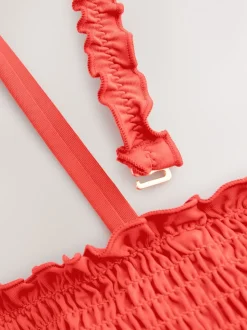 Rood - Gesmokte bandeaubikinitop
