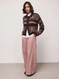 Rood - Gingham Wide Leg Trousers