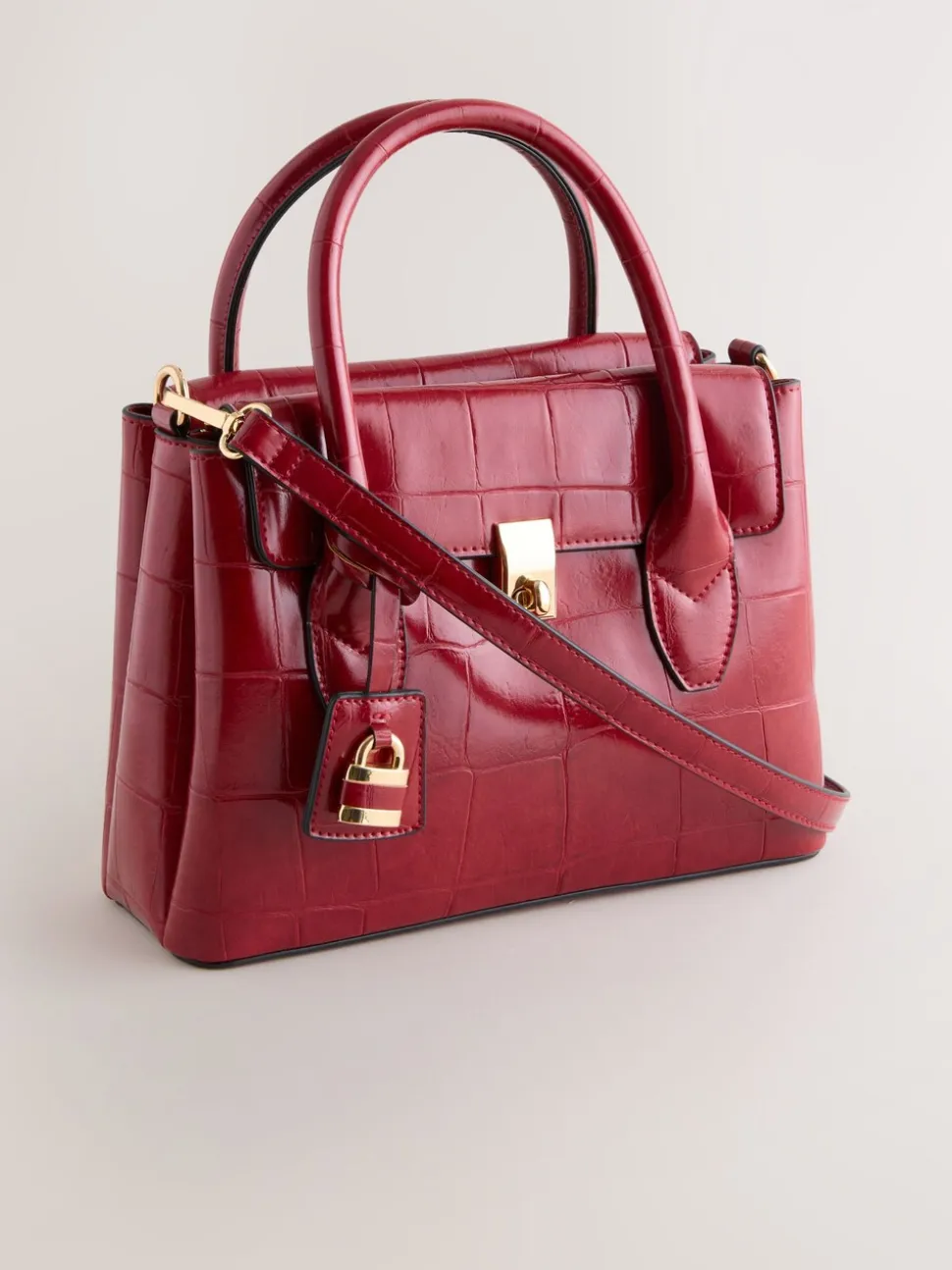 Rood - Handtas met krokodillenleereffect