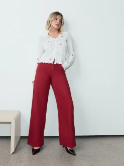 Rood - Jeans met wijde pijpen