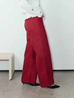 Rood - Jeans met wijde pijpen