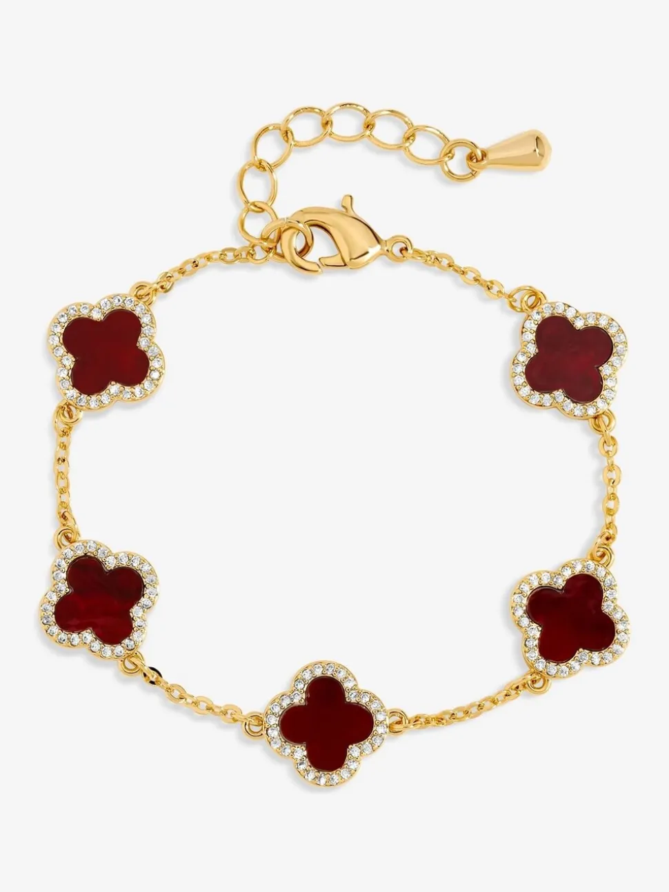 Rood - Jon Richard klaverarmband met zwarte emaille