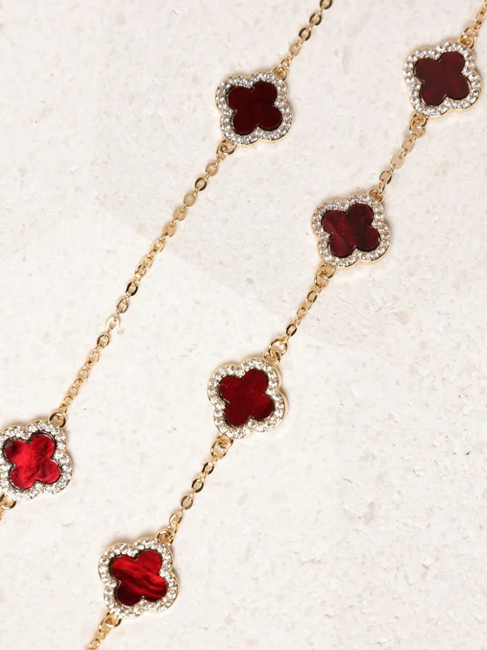 Rood - Jon Richard klaverarmband met zwarte emaille