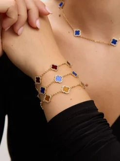 Rood - Jon Richard klaverarmband met zwarte emaille