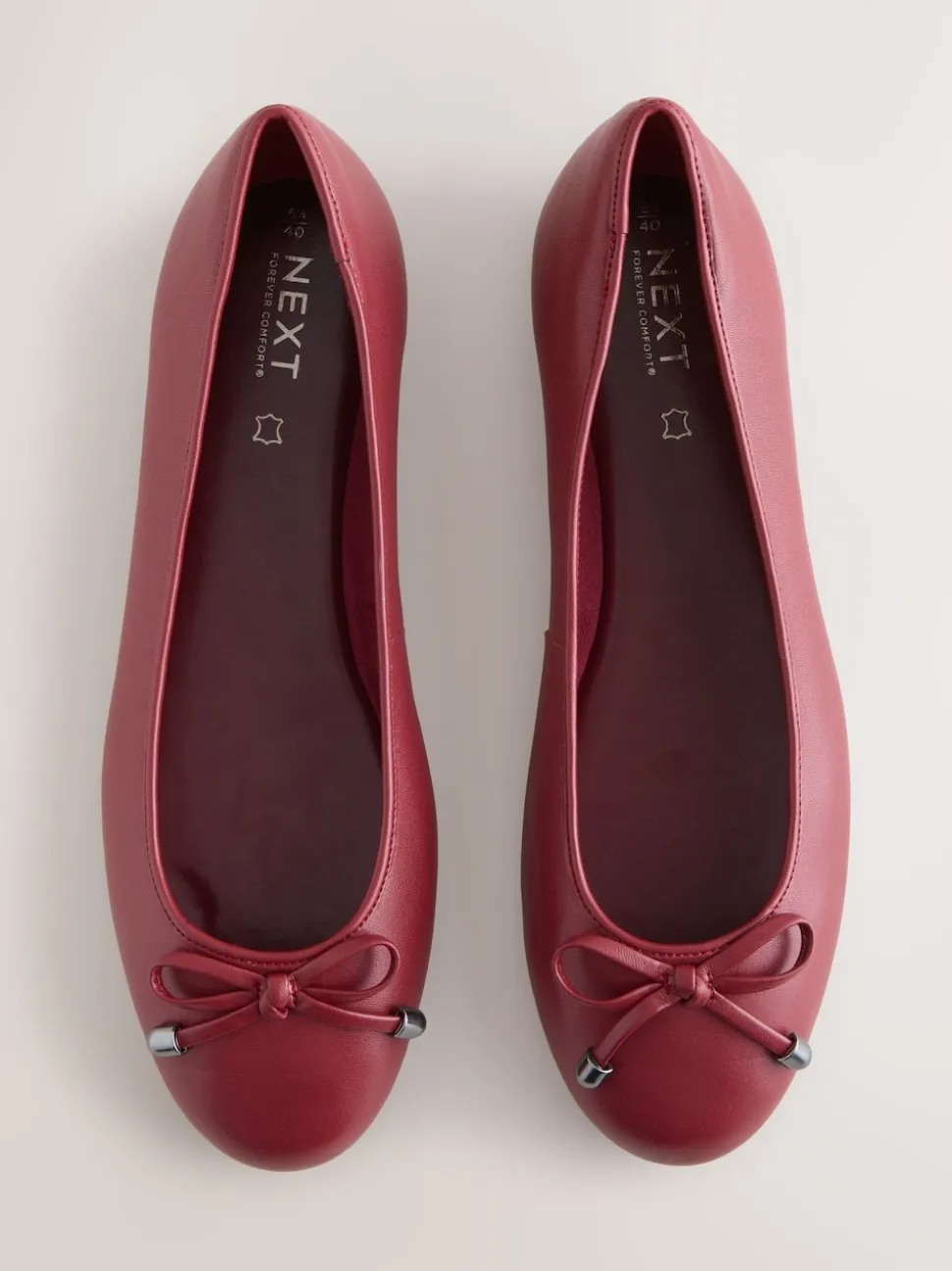 Rood - Leren Ballerina's met ronde neus