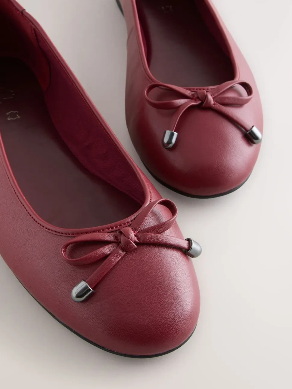 Rood - Leren Ballerina's met ronde neus