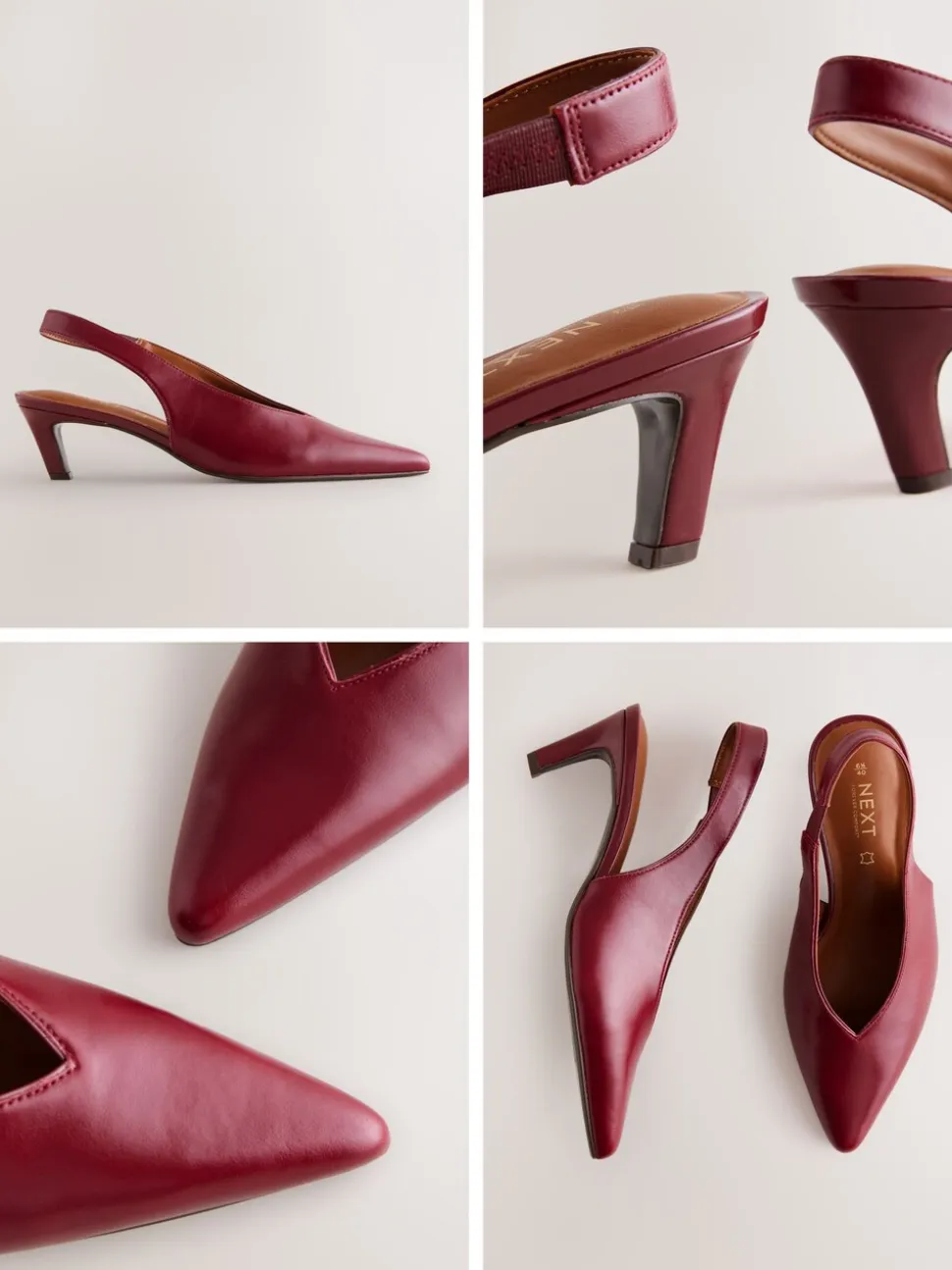 Rood - Leren puntige teen slingback hakken
