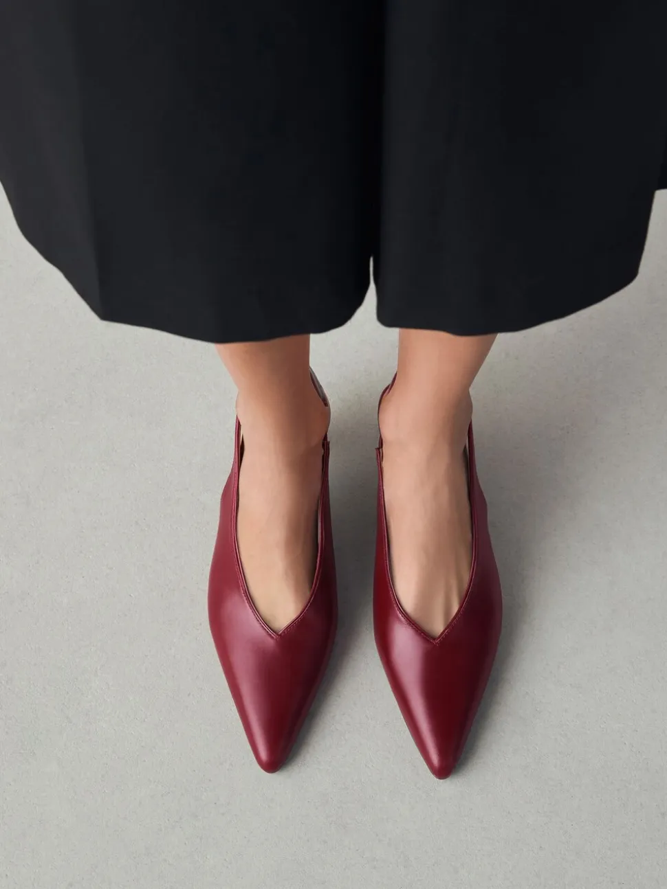 Rood - Leren puntige teen slingback hakken