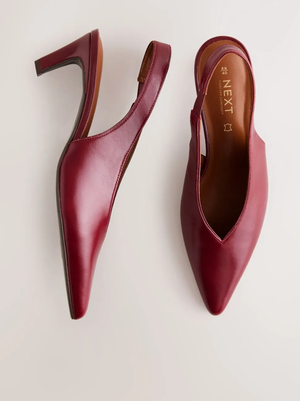 Rood - Leren puntige teen slingback hakken
