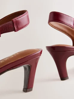Rood - Leren puntige teen slingback hakken