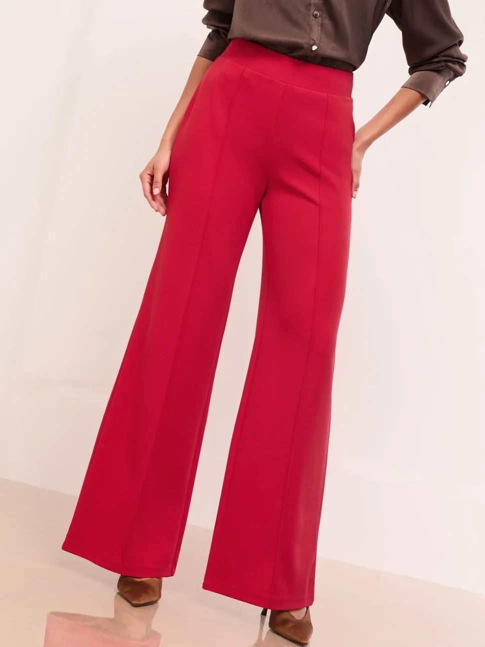 Rood - Lipsy - Broek met wijde pijpen en hoge taille