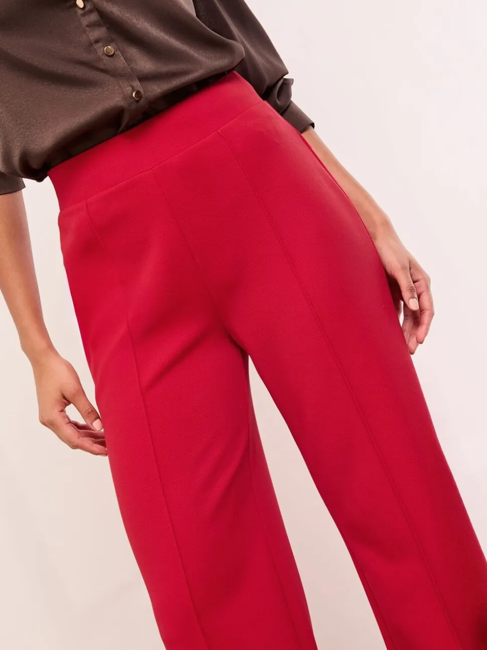 Rood - Lipsy - Broek met wijde pijpen en hoge taille