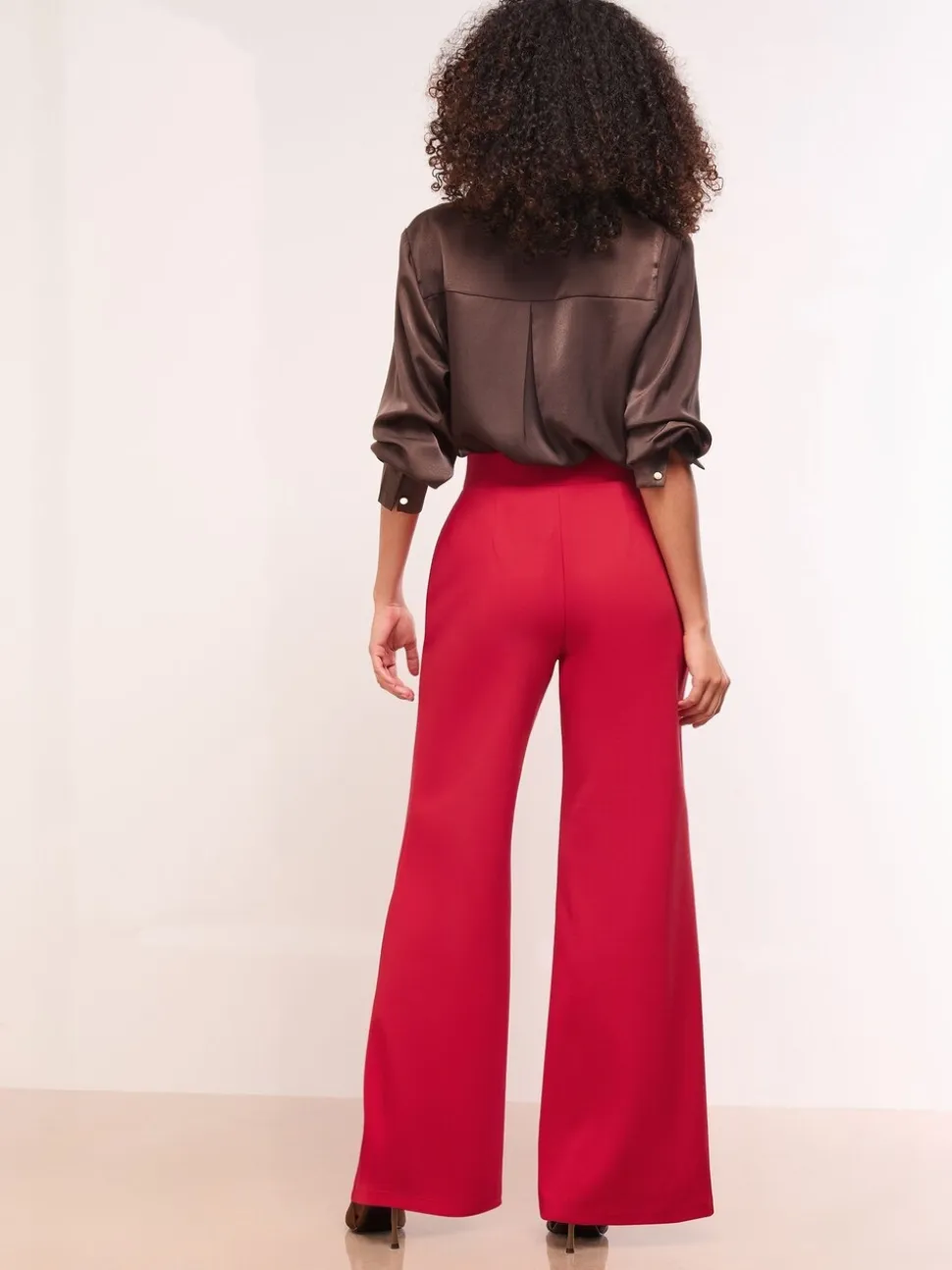 Rood - Lipsy - Broek met wijde pijpen en hoge taille