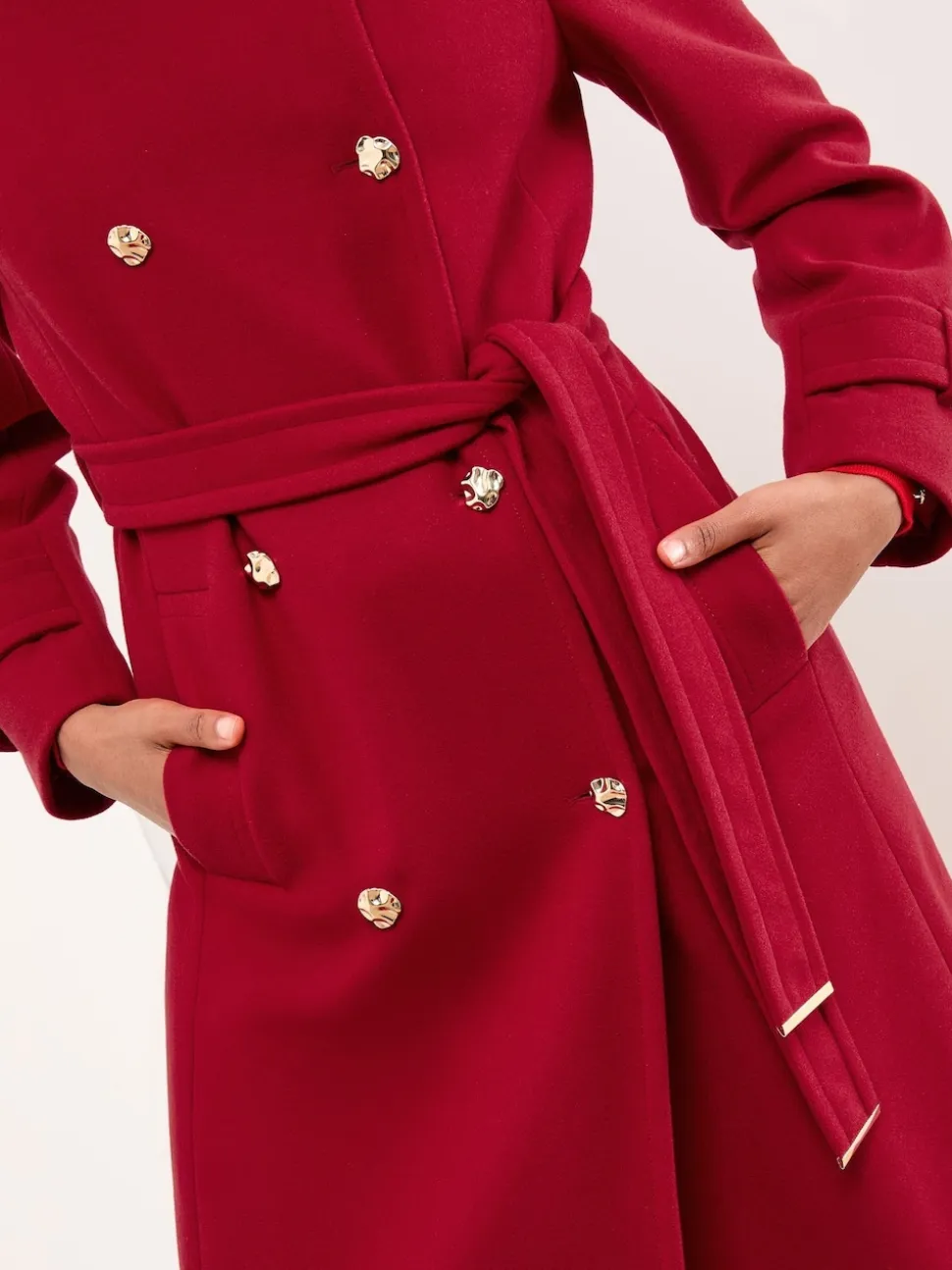 Rood - Lipsy - Maxi-jas met opstaande kraag