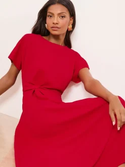Rood - Lipsy midi-jurk met knoop aan de zijkant