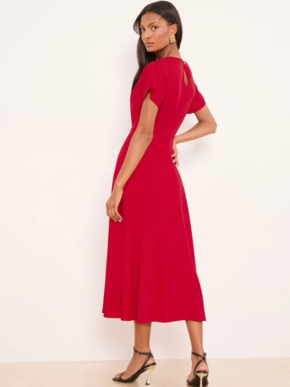 Rood - Lipsy midi-jurk met knoop aan de zijkant