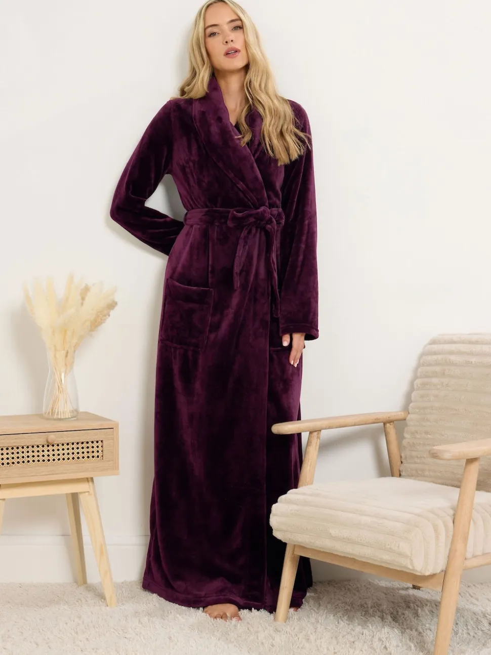 Rood - Long Tall Sally Super Luxe Shawl Maxi Robe