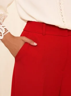 Rood - Love & Roses broek met wijde pijpen