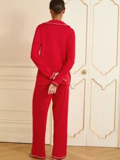 Rood - Love & Roses Button Down Pyjamas Set