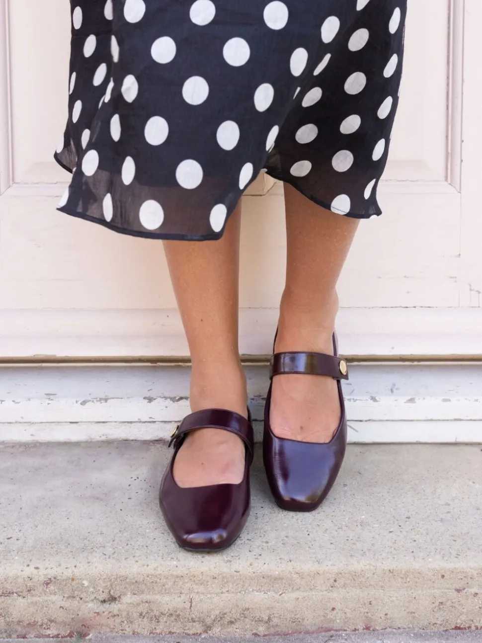 Rood - Novo CANDY Mary Jane Stud Flat Shoes