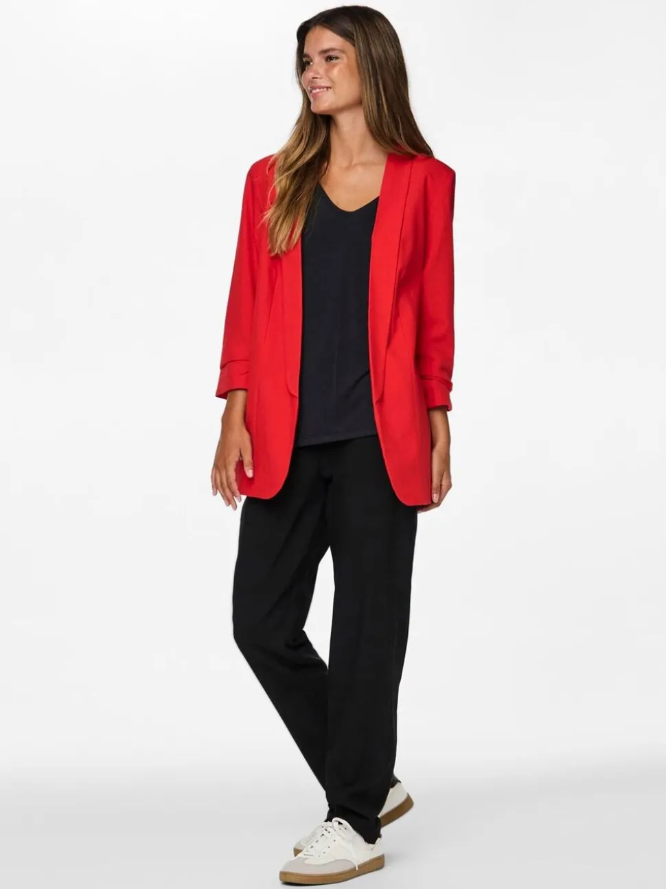 Rood - Pieces blazer met gerimpelde mouwen