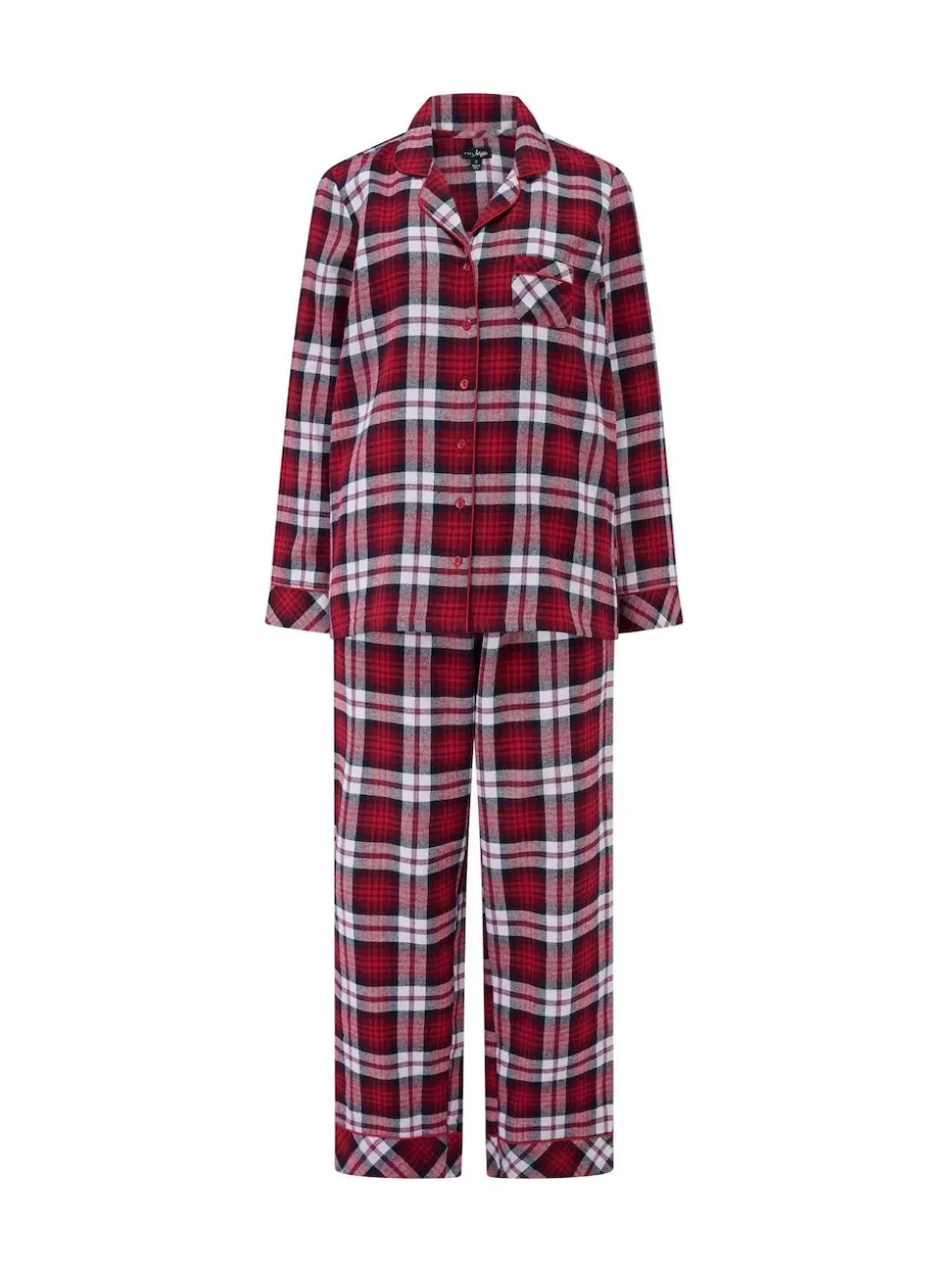 Rood - Pour Moi geschenkset van behaaglijke geborsteld katoenen pyjama met ruit
