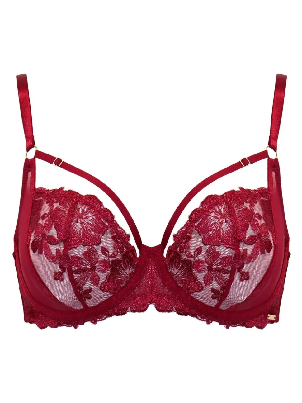 Rood - Pour Moi India Bold Floral Embroidery Non Pad Bra