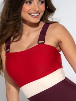 Rood - Pour Moi Palm Springs corrigerend badpak met kleurvlakken
