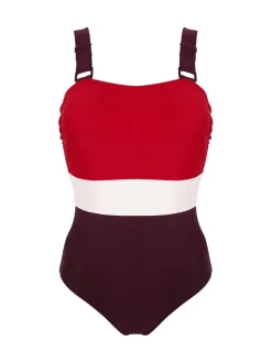 Rood - Pour Moi Palm Springs corrigerend badpak met kleurvlakken