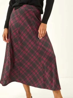 Rood - Roman Panelled Check Midi Skirt